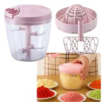 Processador de Alimentos Manual 3 em 1 Triturador batedor Espremedor Magic Mixer Com 5 Lâminas Rosa Processador de Alimentos Manual 3 em 1 Triturador batedor Espremedor Magic Mixer Com 5 Lâminas Rosa