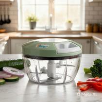 Processador de Alimentos Manual 500ml Corta Pica Tritura 3 Lâminas Inox Alho Cebola Processador de Alimentos Manual 500ml Corta Pica Tritura 3 Lâminas Inox Alho Cebola