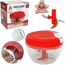 Processador de alimentos manual a corda com 3 laminas de inox 500 ml