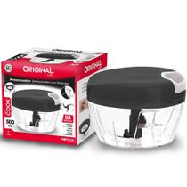 Processador de alimentos manual a corda com 3 laminas de inox cook preto 500ml 9x13cm de ø - ORIGINA