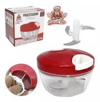 Processador de Alimentos Manual C/ 3 Lâminas Inox Triturador de Alho Cebola e Alimentos 450ml Multiuso