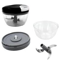Processador de Alimentos Manual com 3 Lâminas 500 ml 12,5 x 8 cm Para Cozinha Cortador de Legumes