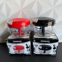 Processador de alimentos pequeno vermelho ou preto com 2 lâminas para alho cebola tempero a corda