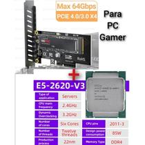 Processador de CPU Intel Xeon E5 2630 V3 2011-3 SR207 + Adaptador SSD 64GB M.2 NVME para PCIe 4.0, 3.0