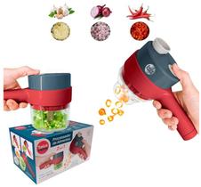 Processador Elétrico 2 Em 1 Cortador e Fatiador De Legumes - Vermelho - Dolce Home