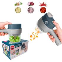 Processador Elétrico Cortador E Fatiador 2 Em 1 De Legumes Cinza