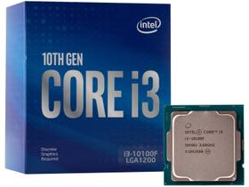 Processador Intel Core i3-10100F, 3.6 GHz, (4.3 GHz Turbo), 4-Core 8-Threads, Cache 6MB, LGA 1200, Sem Vídeo - BX8070110100F