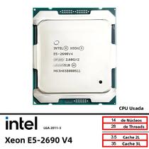 Processador Intel Xeon E5 2690 V4 2690V4 2,6 GHz 14 núcleos 135 W 14 nm LGA 2011-3 cpu