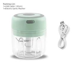 Processador Portátil Elétrico De Alho Legumes 250ml USB - 3 Lâminas