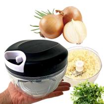 Processador Triturador Cortador Portátil para Picar Triturar Moer Alimentos Alho Cebola 3 Lâminas Manual