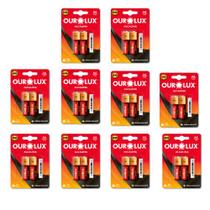 Produto Kit 10 Pacotes com 20 Unidades Pilhas Alcalina Antifurto AA Pequena Blister 2 Unidades Ourolux