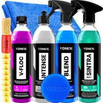 Produto Para Cuidar do Carro Em Casa Kit Shampoo V-Floc Cera Blend Vonixx Silicone Intense Limpador Sintra Fast Acessórios