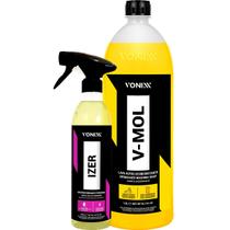 Produto Para Lavar Carro Moto Caminhão Sujeira Pesada Sem Agredir Shampoo V-Mol e Limpa Rodas Descontamina Volta Brilho Izer 500ml - Vonixx