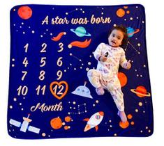 PRODUTOS DE BEBÊ NOOL Baby Monthly Milestone Blanket c/Heart Frame, White Ribbon, Bonus Gift Card Suporte fotográfico recém-nascido com growth tracker Bonito, Grande (47" x 47 "), Macio, Neutro de Gênero, menino, Menina