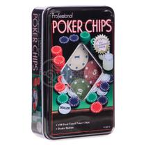 Professional Poker Chips Lata Exclusiva com 100 Fichas de Pôquer Numeradas + Ficha Dealer inclusa