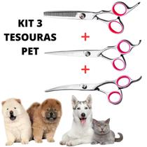 Profissional Kit Com 3 Tesouras Desbastadeira Curvada E Reta