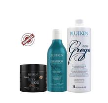 Progressiva Grego Blueken 1L + Máscara Black Sugar Blueken 500G + Shampoo Detox 500ML