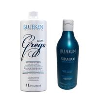Progressiva para cabelo cacheado Grego 1Litro+ Shampoo 500ml Blueken