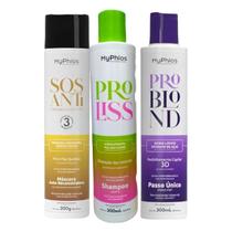 Progressiva ProBlond Shampoo 2x300ml Máscara SOS300g Myphios