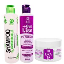 Progressiva +Que Liso Matizadora Organica 300ml + Shampoo 300ml e Mascara Hidrata Roffer 300g