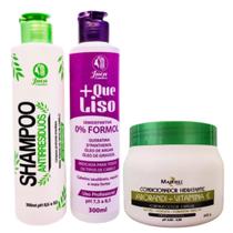 Progressiva +Que Liso Matizadora Organica 300ml + Shampoo 300ml e Mascara Jaburandi Mairibel 500g Progressiva +Que Liso Matizadora Organica 300ml + Shampoo 300ml e Mascara Jaburandi Mairibel 500g