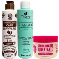 Progressiva Selagem Café Marroquina 300ml + Shampoo Antirresíduo Thyrre 300ml + Pós Quimica 300g
