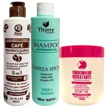 Progressiva Selagem Café Marroquina 300ml + Shampoo Antirresíduo Thyrre 300ml + Pós Quimica 500g