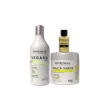 Progressiva vegana 500ml + Hidratação de maçã verde 500g + Óleo de argan 9 ml