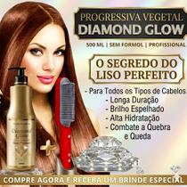 Progressiva Vegetal Diamond Glow + Escova Alisadora Elétrica: Liso Perfeito e Brilho Espelhado
