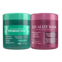 Prohall kit máscara neutralizadora de ph equalize mask 500g + máscara reconstrutora proboo fiber 500gr