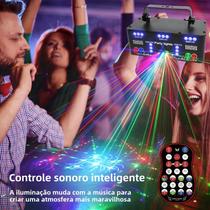 Projetor a Laser LED RGB com 21 Olhos - Iluminação Gradiente UV para Festas, Casamentos e DJs