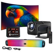 Projetor Android 4k HY320 Cinema com Caixa de Som Bluetooth Soundbar Portátil Smart Wifi Projetor Android 4k HY320 Cinema com Caixa de Som Bluetooth Soundbar Portátil Smart Wifi