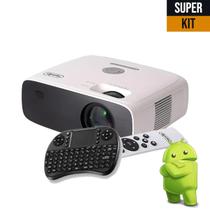 Projetor Datashow Android Full HD 10200 Lumens Wi-Fi Bluetooth HDMI Knup PJ006 + Mini Teclado com Touchpad Integrado