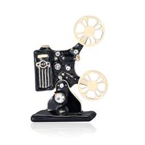 Projetor de filmes vintage Brooch Pins com detalhes de strass