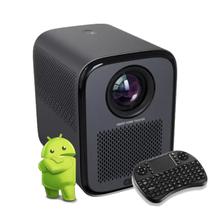 Projetor de LED Multimídia Datashow Sistema Som Home Theater Sistema Android WIFI Bluetooth + Mini Teclado Sem Fio
