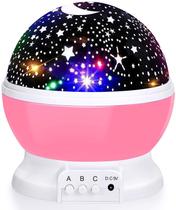 Projetor de luz noturna estrelada, luzes de bebê com 4 lâmpadas de LED, 8 mudanças de cor com cabo USB, 360 graus,ROSA