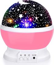 Projetor de luz noturna estrelada, luzes de bebê com 4 lâmpadas de LED, cabo USB, 360 ROSA Projetor de luz noturna estrelada, luzes de bebê com 4 lâmpadas de LED, cabo USB, 360 ROSA