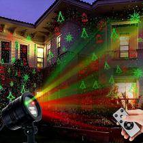 Projetor de Luzes Laser de Natal - Paisagem com Estrelas Vermelhas e Verdes