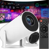 Projetor Hd Branco Portátil Bivolt Suporta 4K Wifi