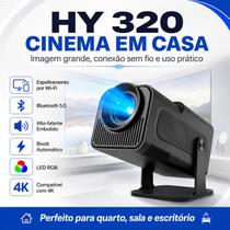 Projetor HY320 Portátil LED RGB Wi-Fi Bluetooth 4K Compatível Projetor HY320 Portátil LED RGB Wi-Fi Bluetooth 4K Compatível