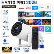 Projetor Inteligente Bivolt Hy310 Pró 2026 Modelo Novo Grande 570 ANSI 1080P 5G Smart 4K Wifi 6 Bluetooth 5.0 Android 14