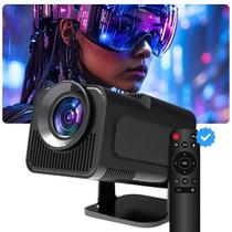 Projetor Inteligente Smart 4K Lançamento 2024 Hy320 Portátil auto ajustável, foco automático Wifi Bluetooth, 150 polegadas, Android iOs, Full HD P