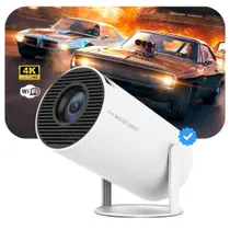 Projetor Inteligente Smart 4K Portátil auto ajustável, nova geração 2024 Wifi Bluetooth, 130'' polegadas, Android iOs, Full HD