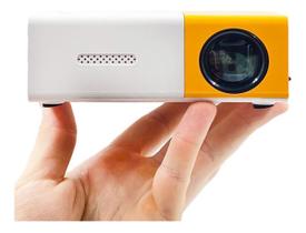 Projetor Led Portátil 1080p Cinema Filme Futebol Hdmi Tv Pc Branco E Amarelo