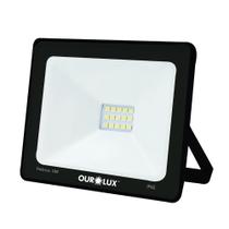 Projetor Led Slim 10W Preto 3000K - OUROLUX