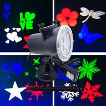 Projetor Natal LED Multi Cores 6 Slides 24 Imagens Alto Brilho Iluminação Jardim Varanda Casa TB1287