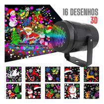Projetor Natalino Led Natal 16 Desenhos 3d Laser Decoracao Casa Loja Arvore de Natal Portatil Bivolt