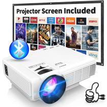 Projetor PANSEBA Full HD 1080P com Bluetooth e tela de 200 polegadas