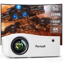 Projetor Pericat com WiFi 5G, Bluetooth, 4K e 22000 Lumens - Tela de até 350cm
