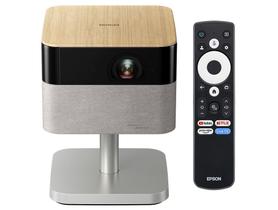 Projetor Portátil com Suporte Ajustável Smart Epson Lifestudio Flex Plus 4K PRO-UHD EF-72K Som Bose Google TV Wi-Fi Madeira Nobre